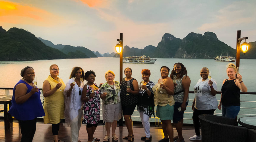 Sunset in Halong Bay with Dom Perginon