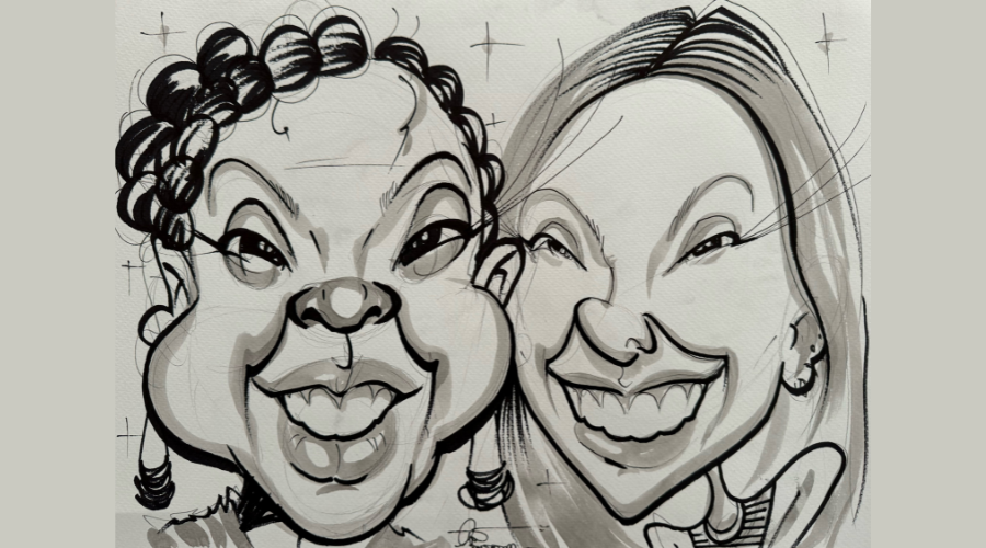 Robin & Allison's caricature drawn by local artist Thuokna Sin of Tuokna ArtSmall. One example of RAWRA spending wisely on local artists